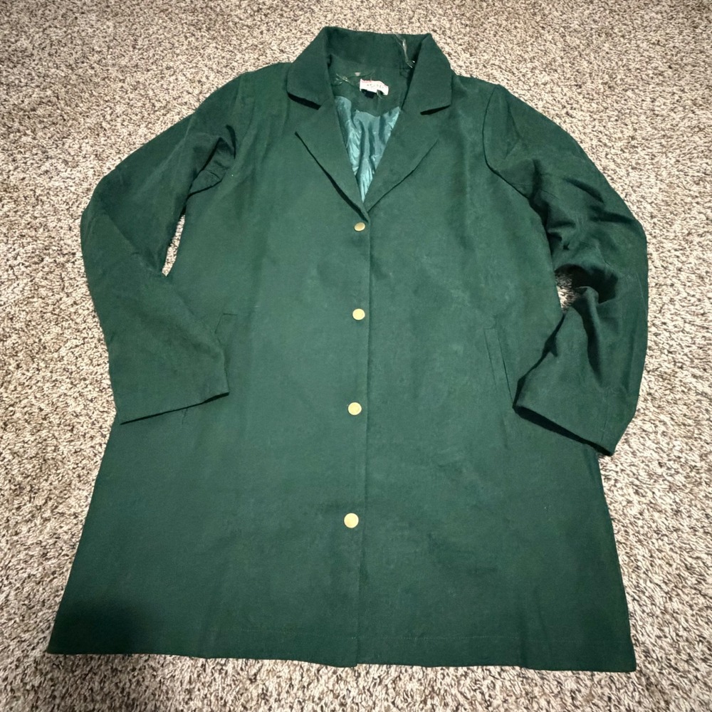 Andree by Unit Womens Forest Green Faux Suede Long Blazer Coat Jacket Large
